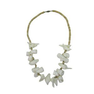 Wood Beaded Shell Necklace Wooden Beads Shells 47296